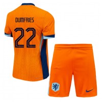 Netherlands Denzel Dumfries #22 Replica Home Minikit Euro 2024 Short Sleeve (+ pants)